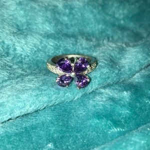 Purple Flower Stone Ring